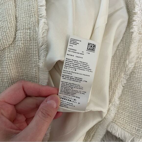 Hugo‎ Boss Ivory Tweed Classic Zip Up Coat - Picture 6 of 7
